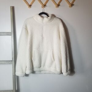 NWOT SO JUNIORS WHITE SHERPA PULLOVER SIZE XL